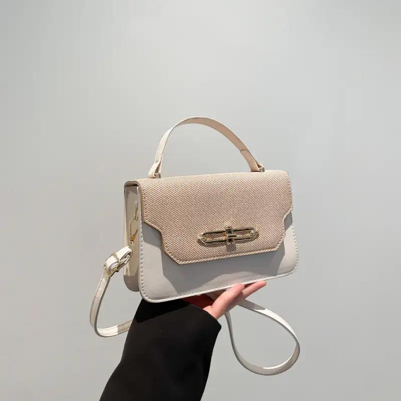 Green Beige Patchwork Shoulder Bag for Women 2025 - Image 2