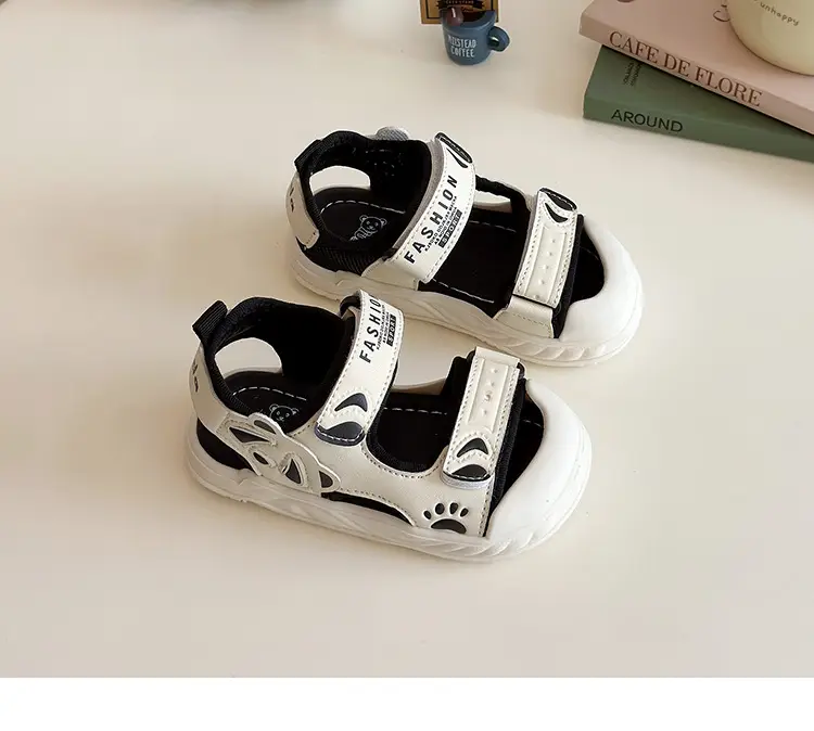 2025 Summer Toddler Sandals Black White Soft Bottom — feature 13