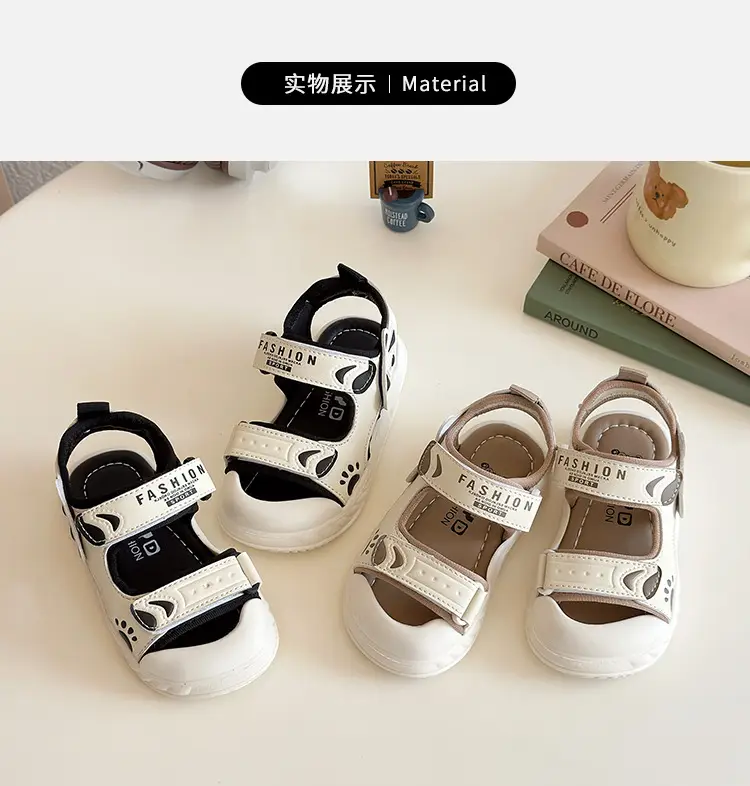 2025 Summer Toddler Sandals Black White Soft Bottom — feature 6