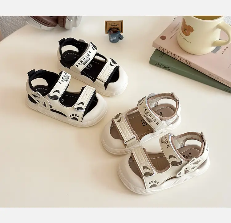 2025 Summer Toddler Sandals Black White Soft Bottom — feature 7
