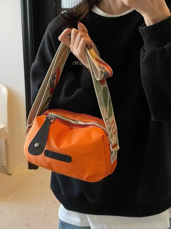 Orange Crossbody Bag for Women Large Capacity Commuting