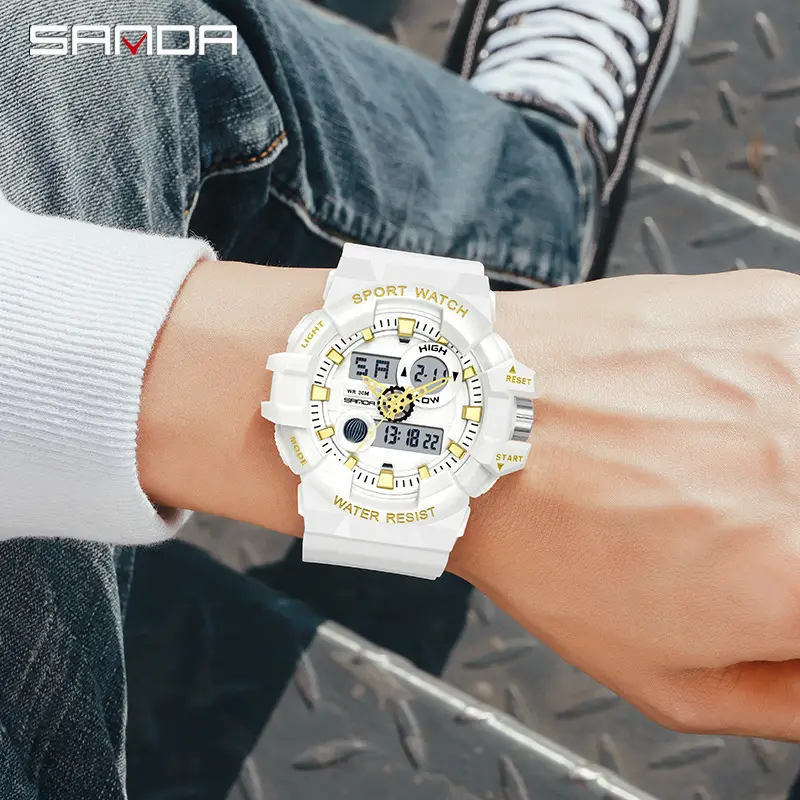 Sanda Multi-Color Digital Watch with Large Dial