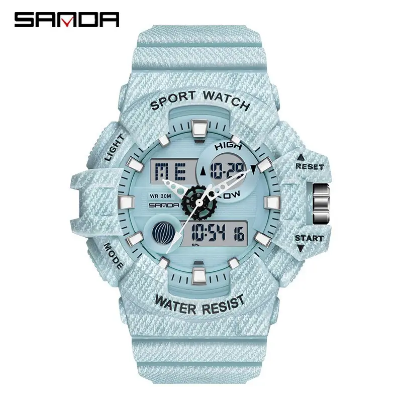 Sanda Multi-Color Digital Watch with Large Dial