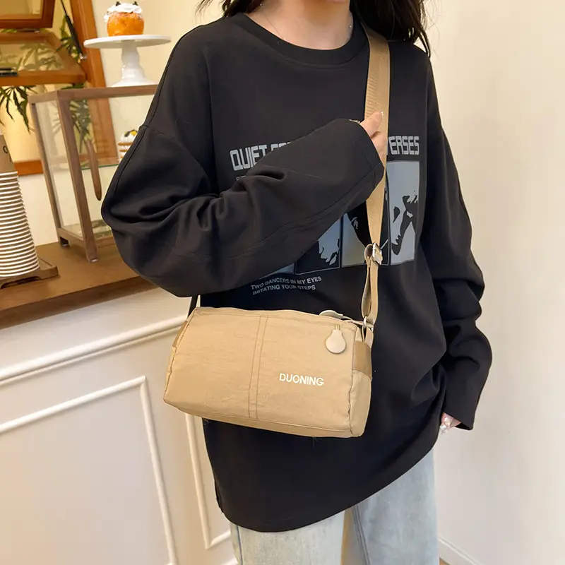 Ultra-light Crossbody Bag for Couples, Nylon, Beige & Black