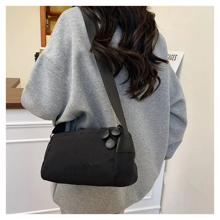 Ultra-light Crossbody Bag for Couples, Nylon, Beige & Black — feature 16