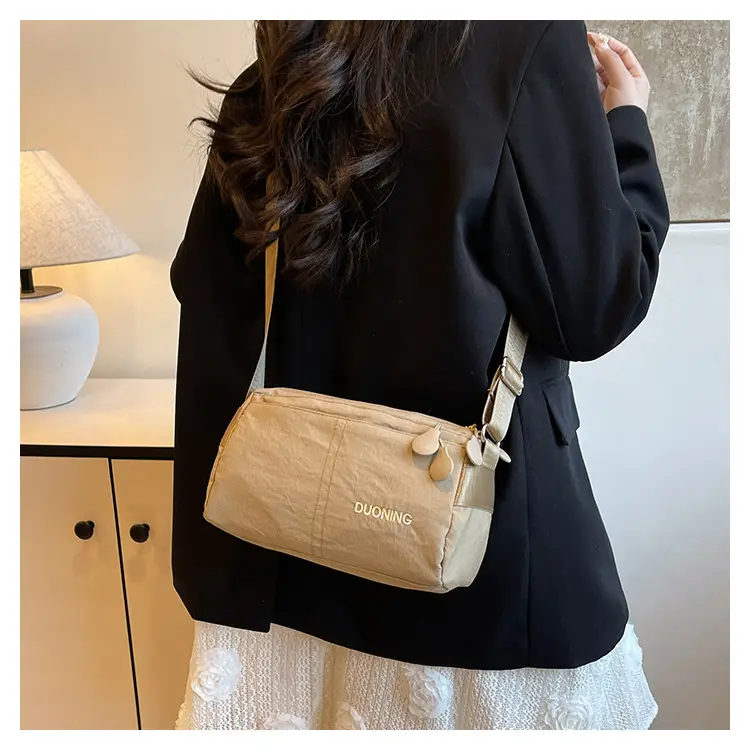 Ultra-light Crossbody Bag for Couples, Nylon, Beige & Black — feature 24