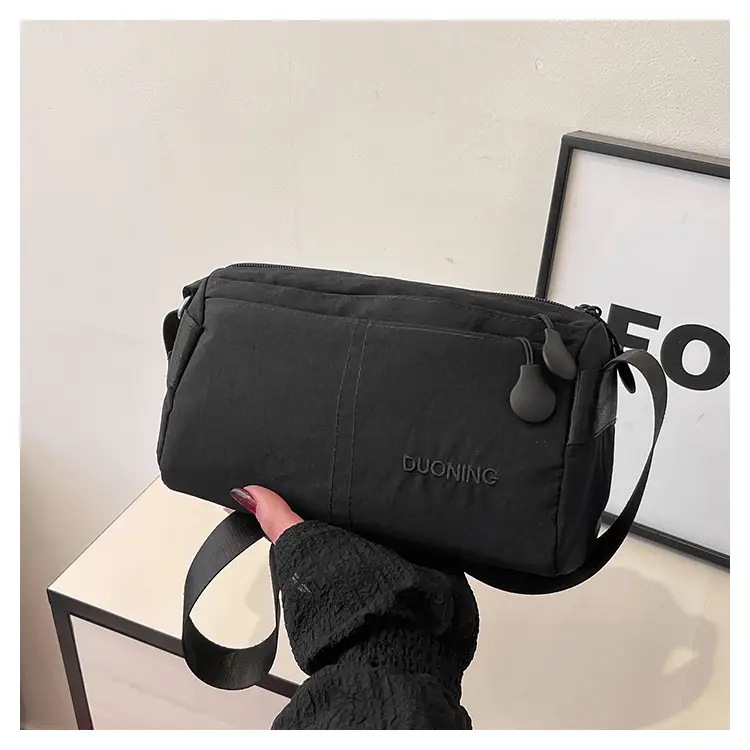 Ultra-light Crossbody Bag for Couples, Nylon, Beige & Black — feature 32