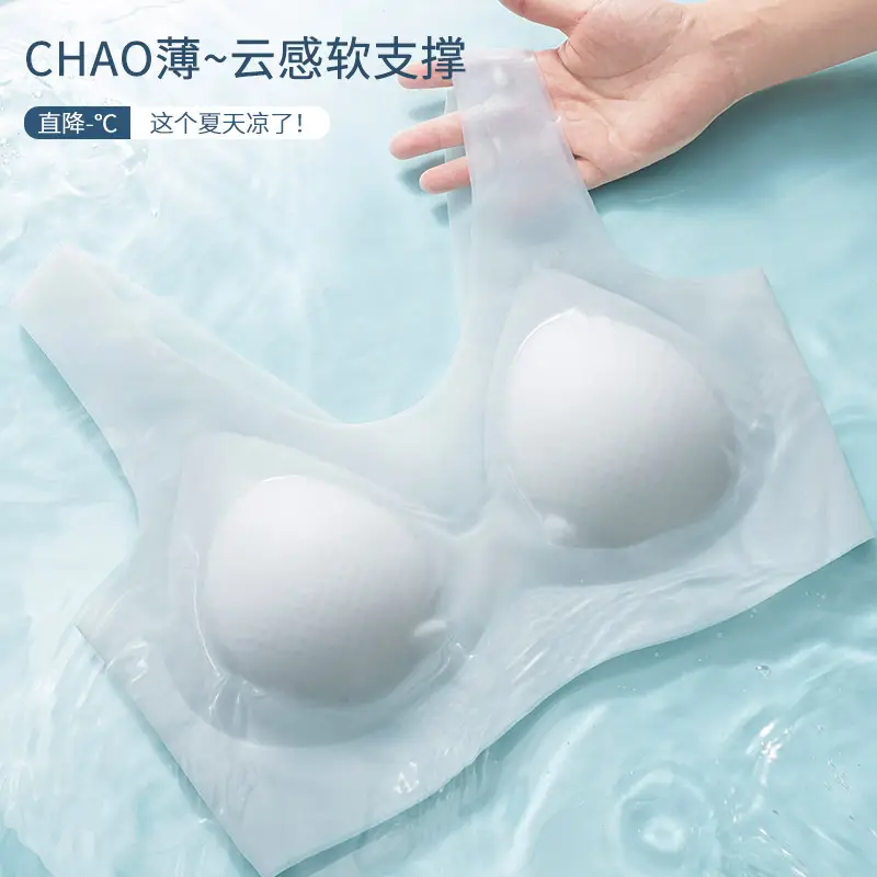 Yixingyao Summer Ice Silk Comfortable Ultra-Thin Intimates Seamless One-Piece Wire-Free Jelly Soft Support Beautiful Back Bra - Image 9
