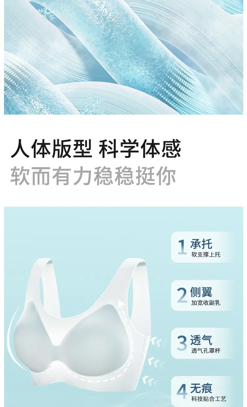 Yixingyao Summer Ice Silk Comfortable Ultra-Thin Intimates Seamless One-Piece Wire-Free Jelly Soft Support Beautiful Back Bra — feature 12