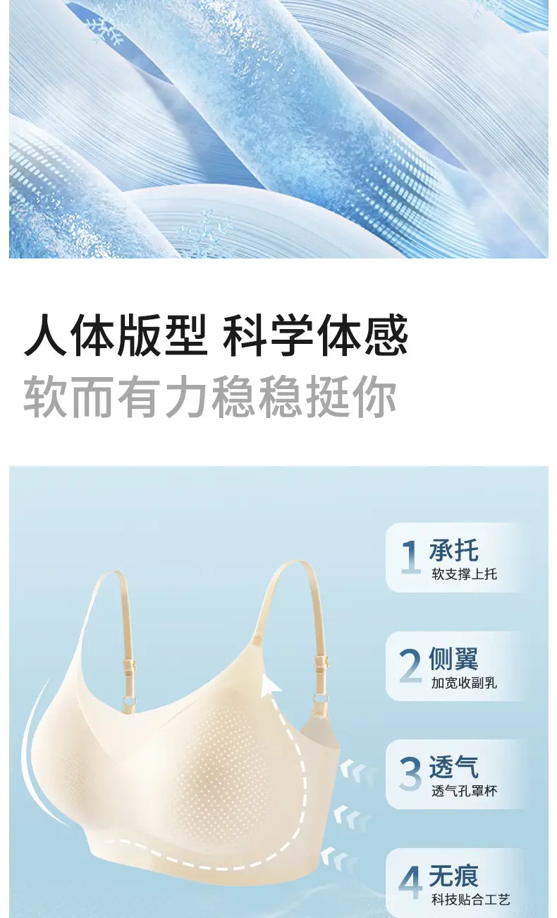 Yixingyao Summer Ice Silk Comfortable Ultra-Thin Intimates Seamless One-Piece Wire-Free Jelly Soft Support Beautiful Back Bra — feature 6