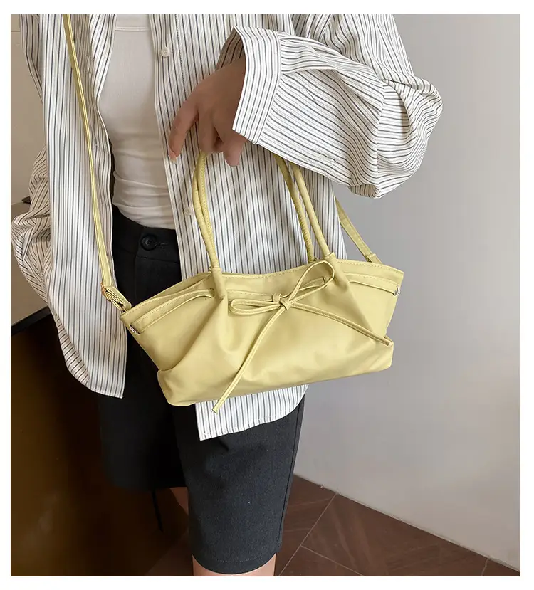 Women's Gold Bow Handheld Tote Bag 2025 Summer — feature 1