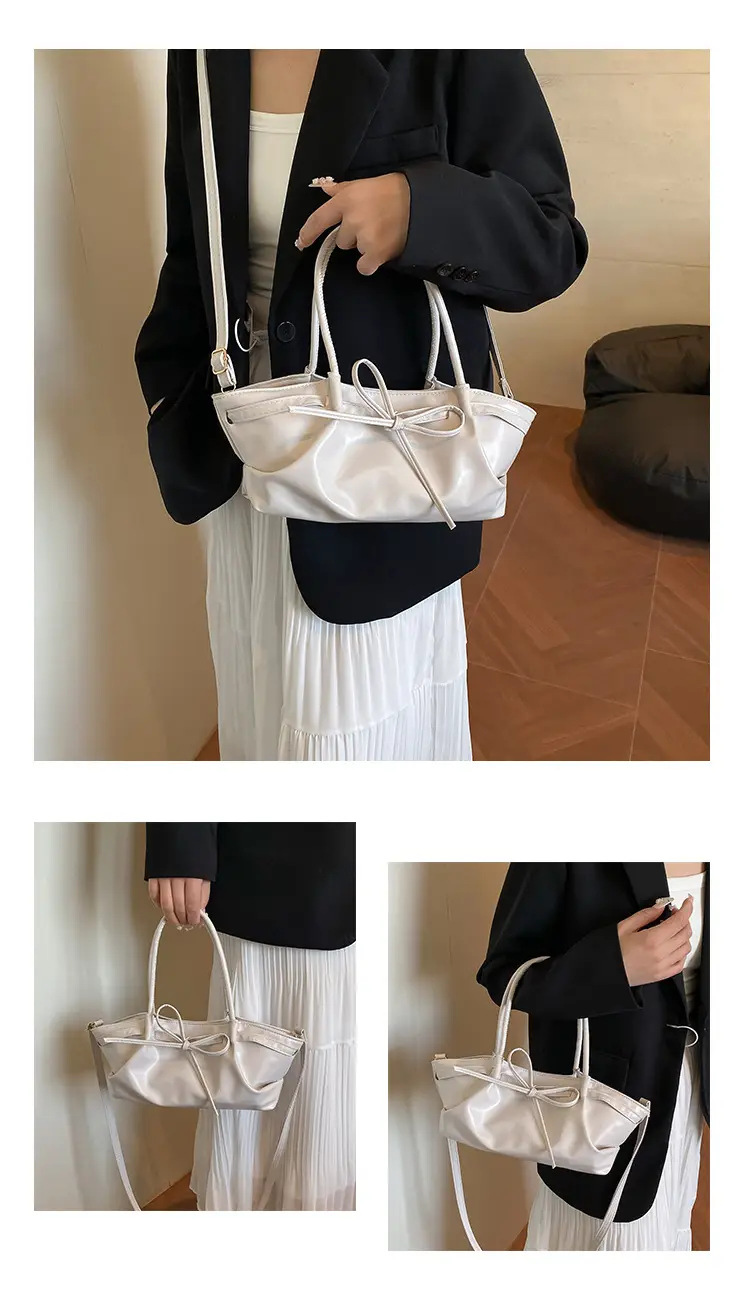 Women's Gold Bow Handheld Tote Bag 2025 Summer — feature 10