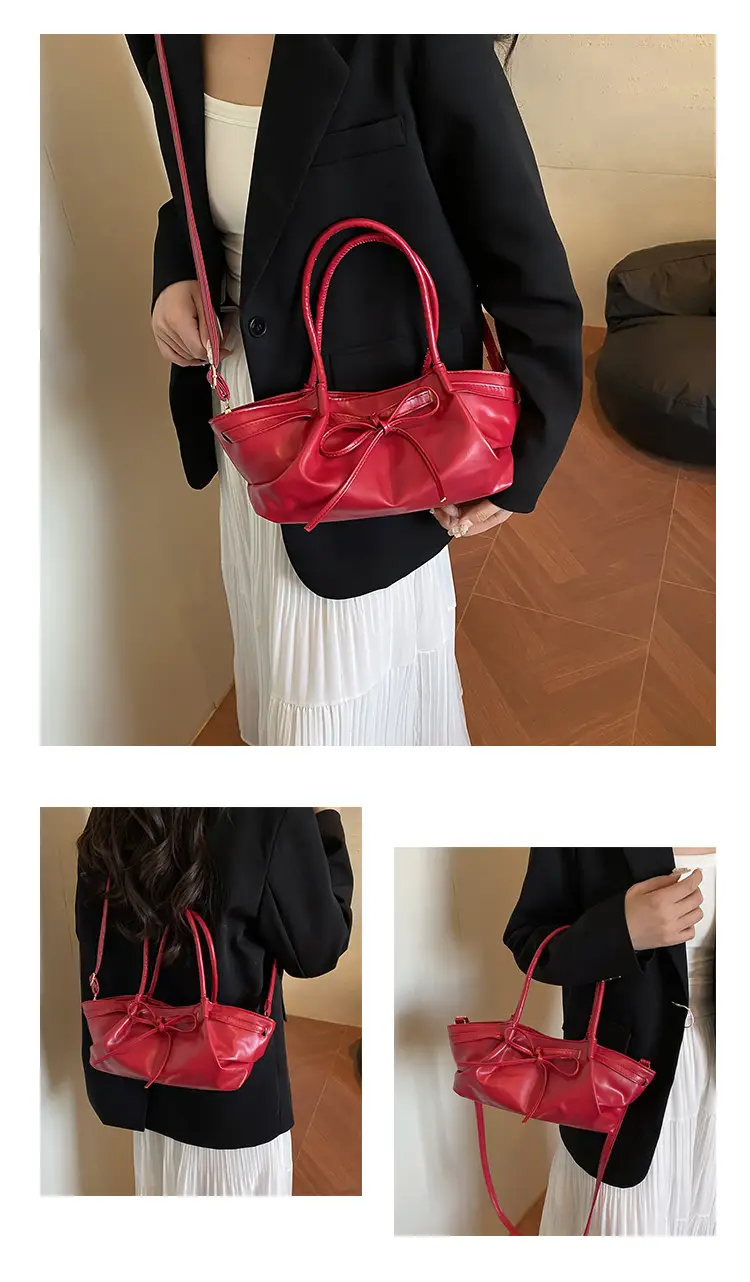 Women's Gold Bow Handheld Tote Bag 2025 Summer — feature 11