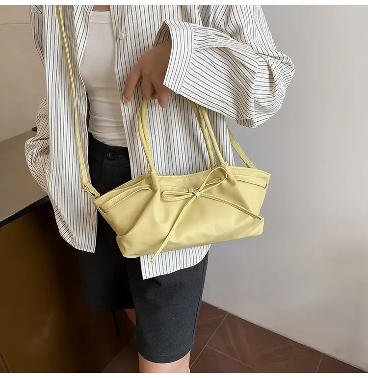Women's Gold Bow Handheld Tote Bag 2025 Summer — feature 12
