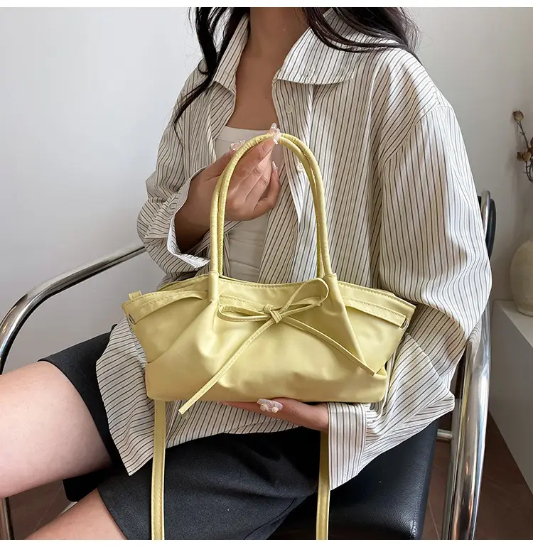 Women's Gold Bow Handheld Tote Bag 2025 Summer — feature 13