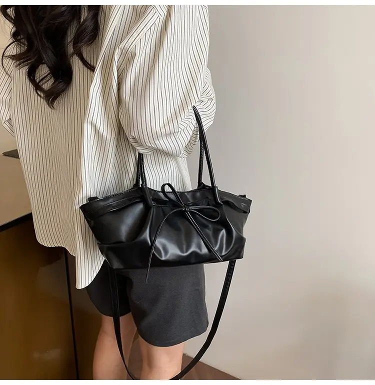 Women's Gold Bow Handheld Tote Bag 2025 Summer — feature 15
