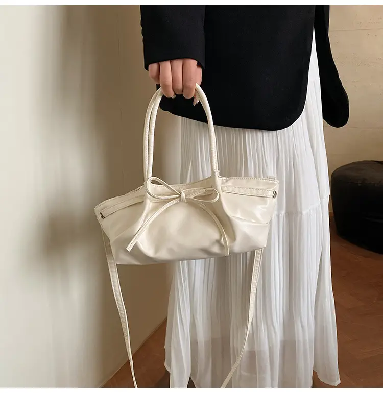 Women's Gold Bow Handheld Tote Bag 2025 Summer — feature 16