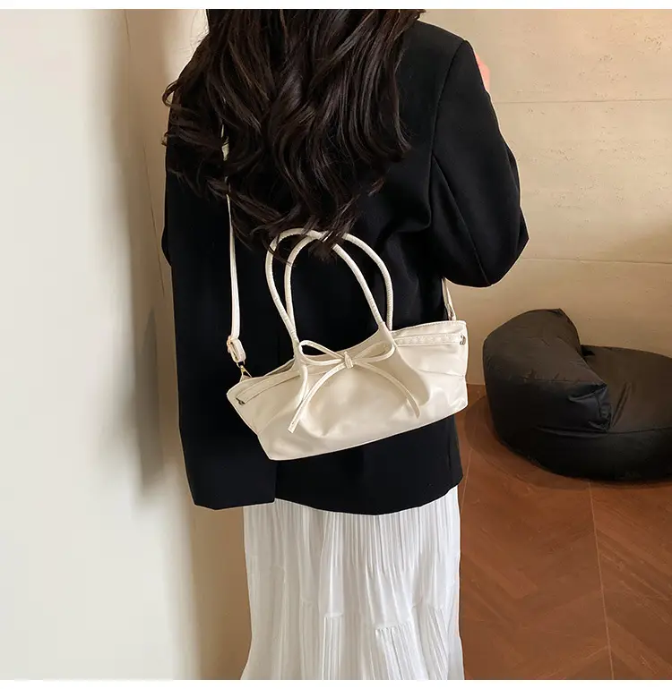 Women's Gold Bow Handheld Tote Bag 2025 Summer — feature 17