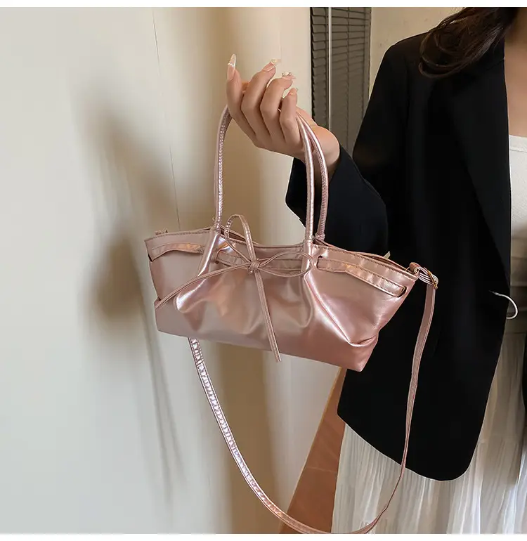 Women's Gold Bow Handheld Tote Bag 2025 Summer — feature 18