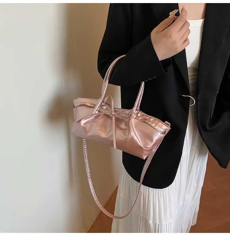 Women's Gold Bow Handheld Tote Bag 2025 Summer — feature 19