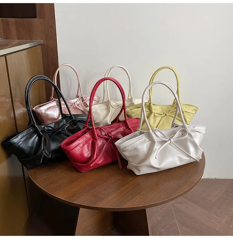 Women's Gold Bow Handheld Tote Bag 2025 Summer — feature 24