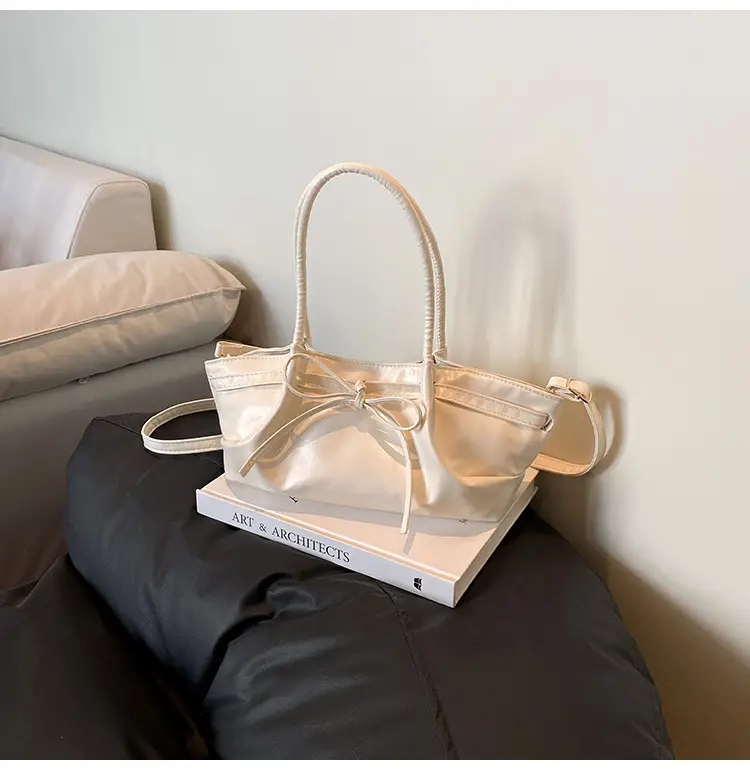 Women's Gold Bow Handheld Tote Bag 2025 Summer — feature 25