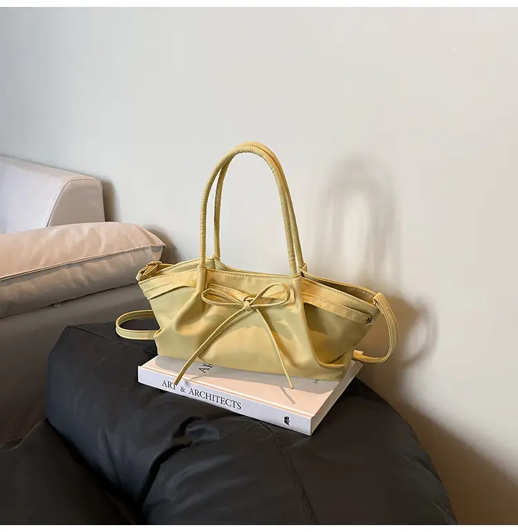 Women's Gold Bow Handheld Tote Bag 2025 Summer — feature 27