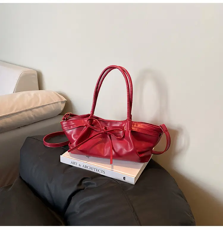 Women's Gold Bow Handheld Tote Bag 2025 Summer — feature 29