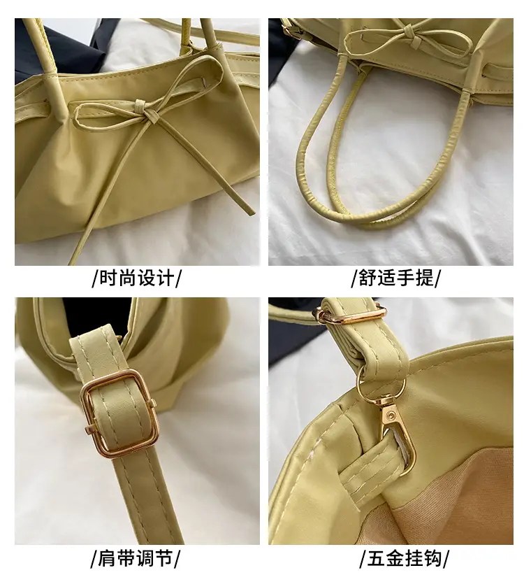 Women's Gold Bow Handheld Tote Bag 2025 Summer — feature 3
