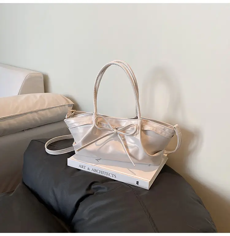 Women's Gold Bow Handheld Tote Bag 2025 Summer — feature 30