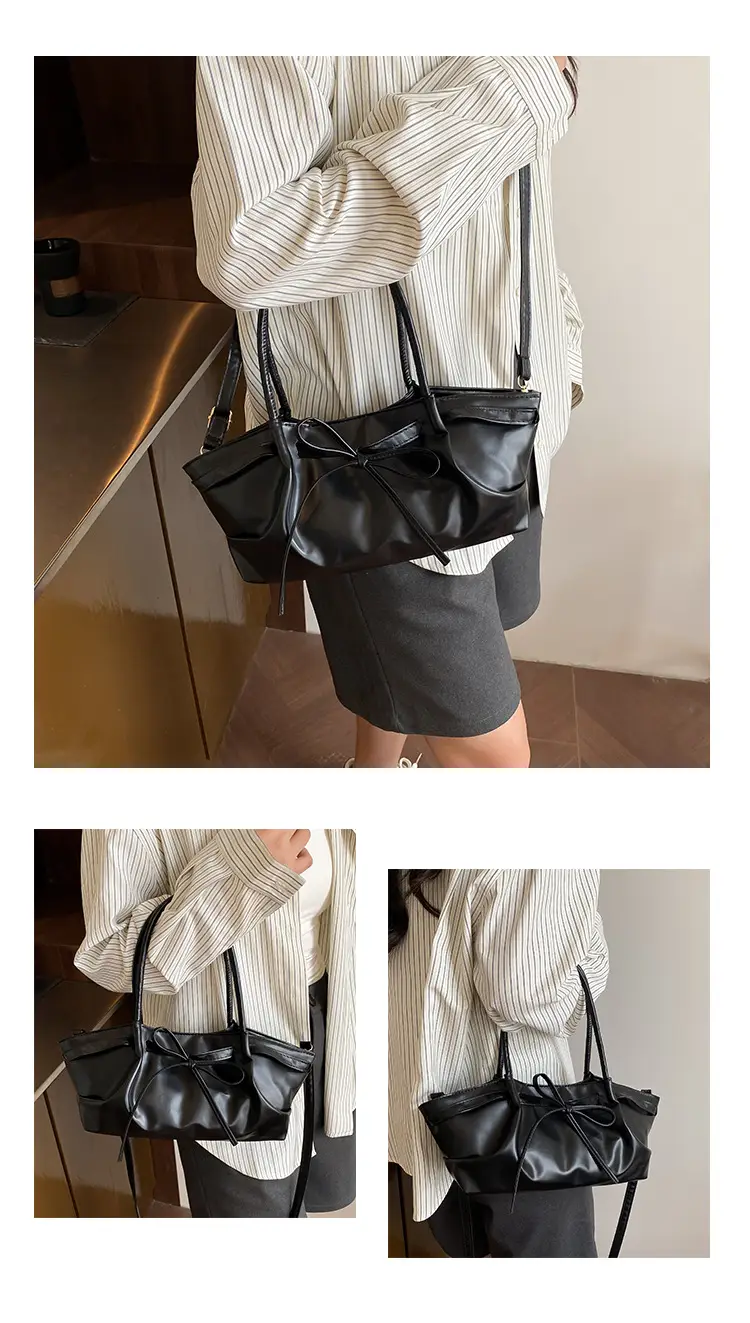 Women's Gold Bow Handheld Tote Bag 2025 Summer — feature 7
