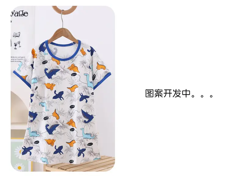 100% Pure Cotton Girls Pajamas Nightgown Short Sleeve Thin Mid-Big Kids Summer Girls Princess Cute Round Neck Nightgown — feature 13