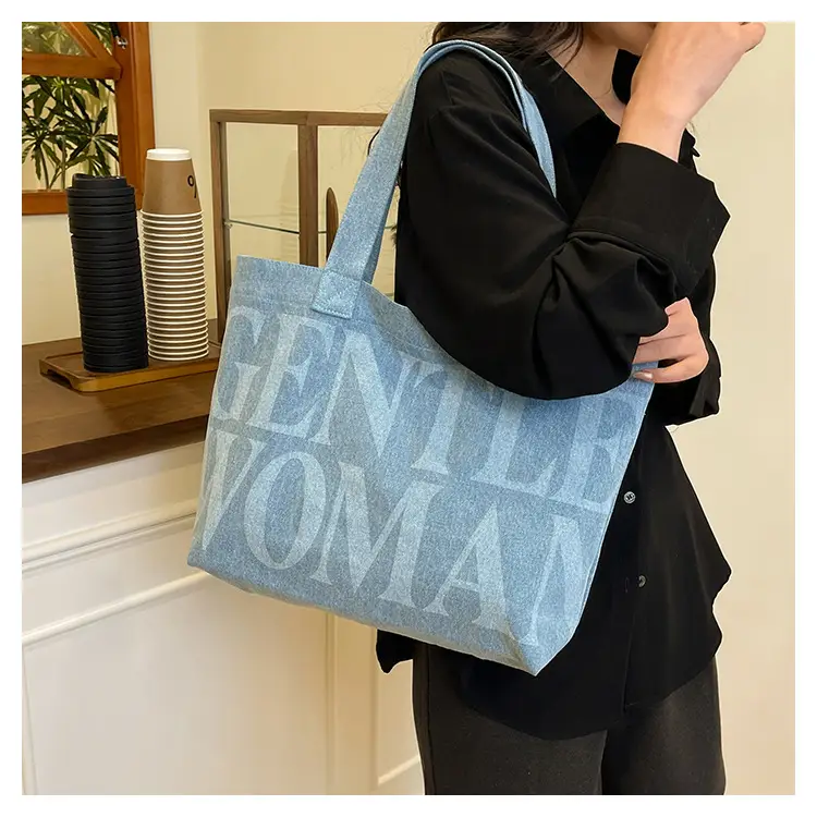 Women's Blue Printed Shoulder Tote Bag Spring Summer — feature 10