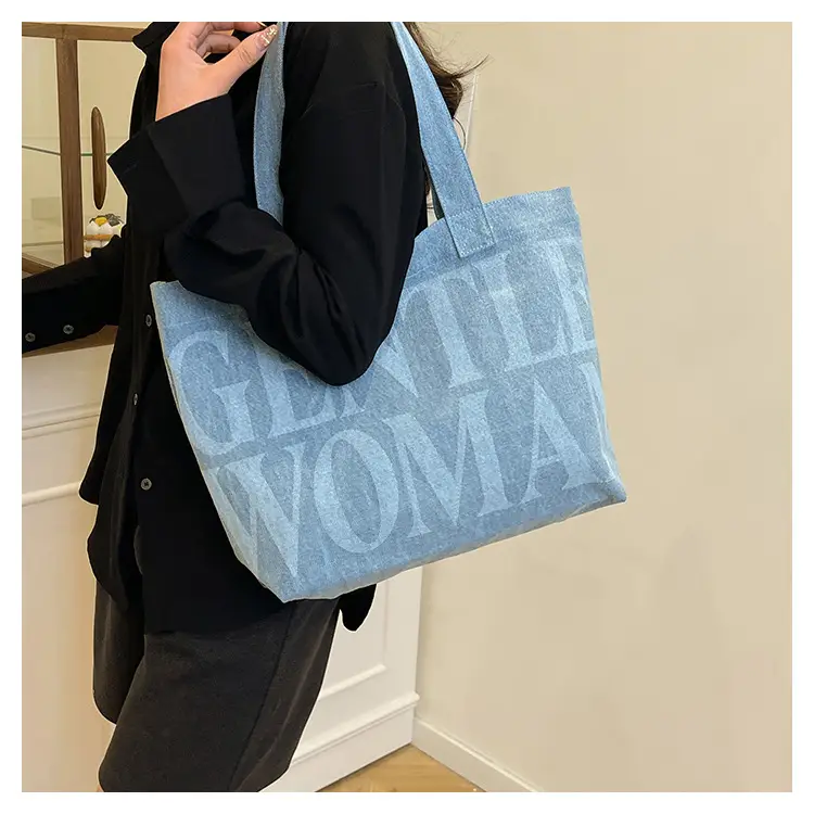 Women's Blue Printed Shoulder Tote Bag Spring Summer — feature 11