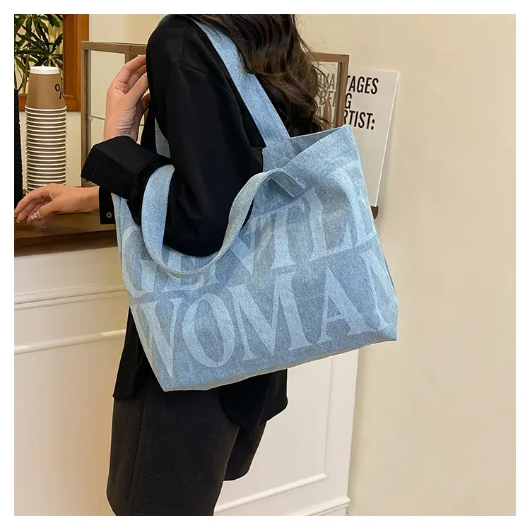 Women's Blue Printed Shoulder Tote Bag Spring Summer — feature 12