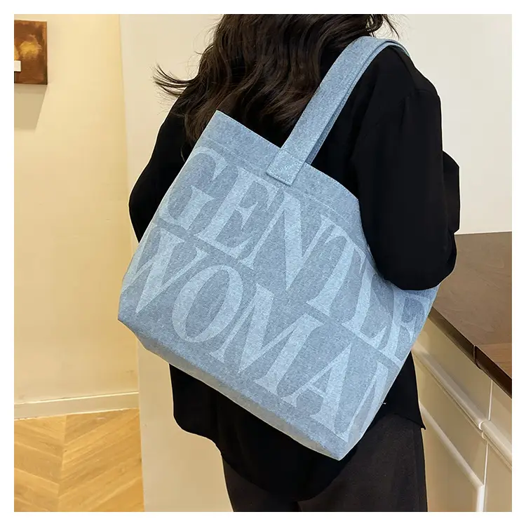 Women's Blue Printed Shoulder Tote Bag Spring Summer — feature 13