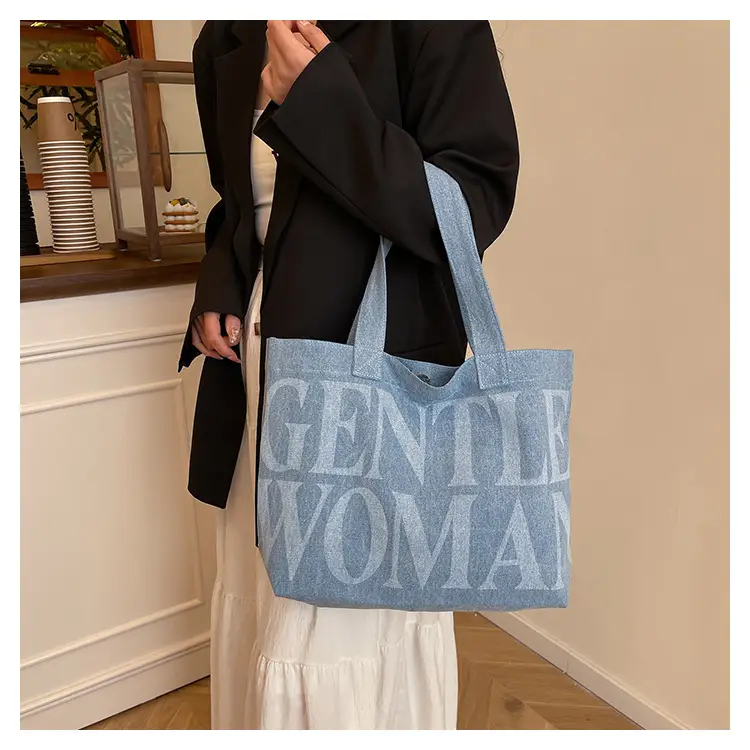 Women's Blue Printed Shoulder Tote Bag Spring Summer — feature 14