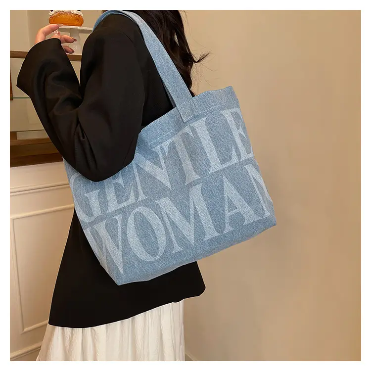 Women's Blue Printed Shoulder Tote Bag Spring Summer — feature 15