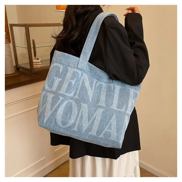 Women's Blue Printed Shoulder Tote Bag Spring Summer — feature 16