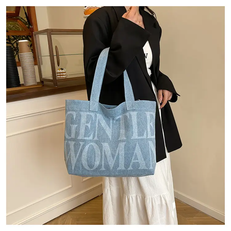 Women's Blue Printed Shoulder Tote Bag Spring Summer — feature 17