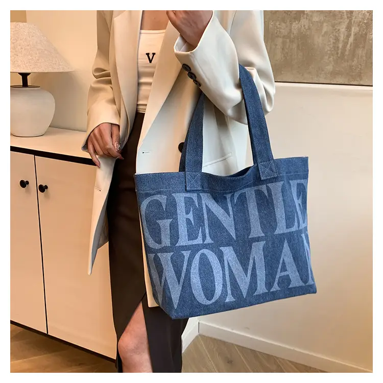 Women's Blue Printed Shoulder Tote Bag Spring Summer — feature 18