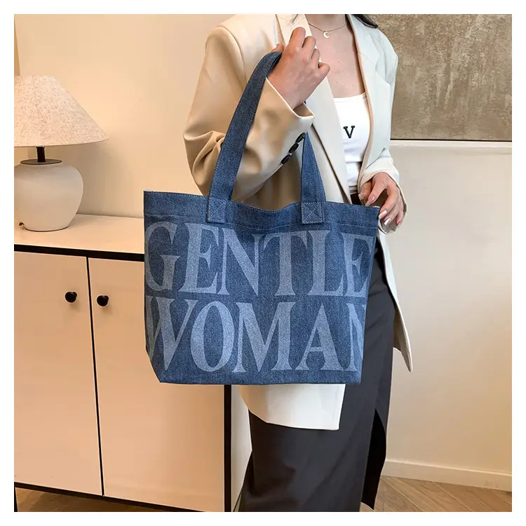 Women's Blue Printed Shoulder Tote Bag Spring Summer — feature 19