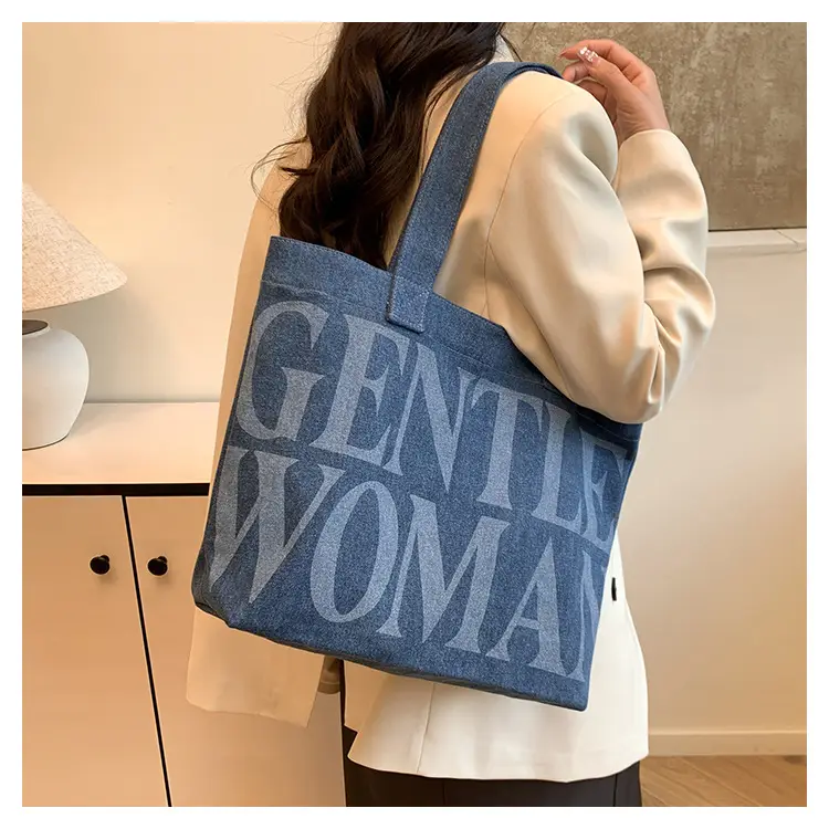 Women's Blue Printed Shoulder Tote Bag Spring Summer — feature 20