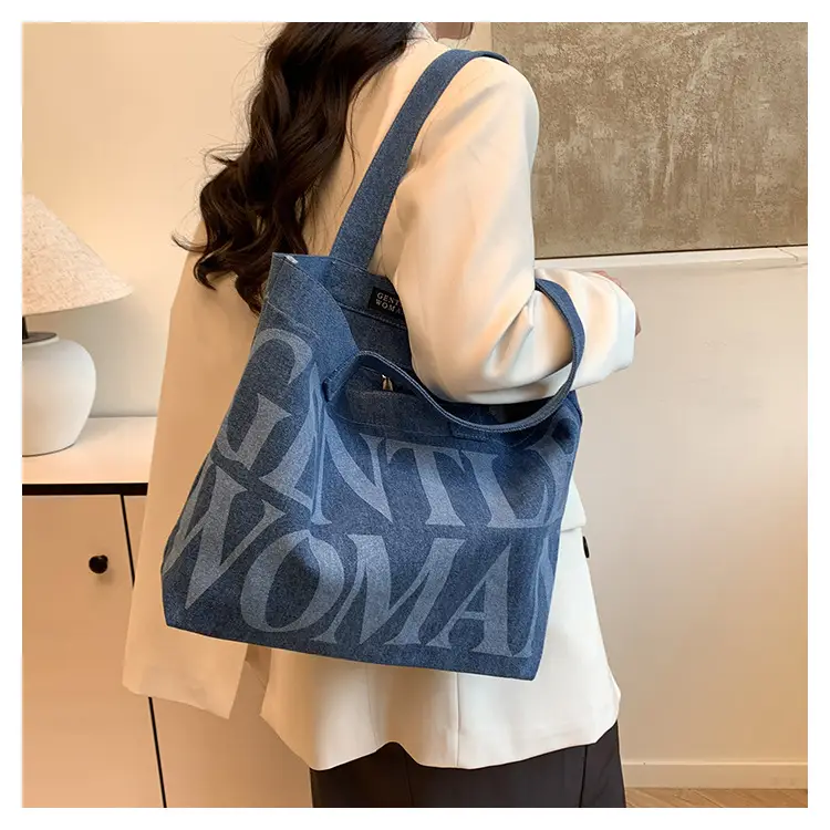 Women's Blue Printed Shoulder Tote Bag Spring Summer — feature 21