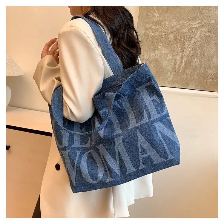 Women's Blue Printed Shoulder Tote Bag Spring Summer — feature 22