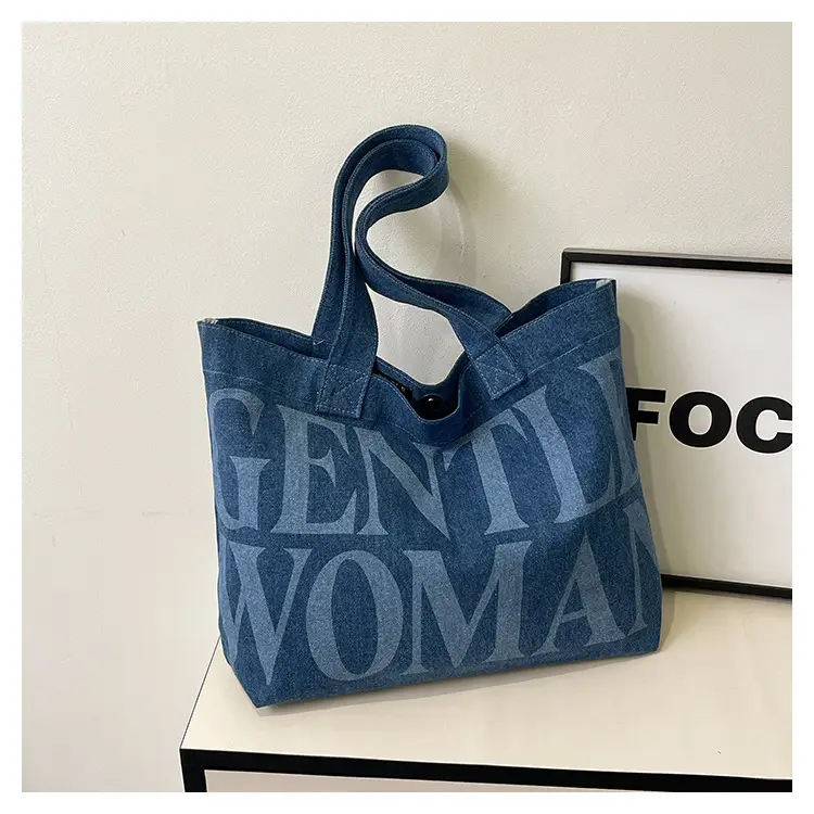 Women's Blue Printed Shoulder Tote Bag Spring Summer — feature 24