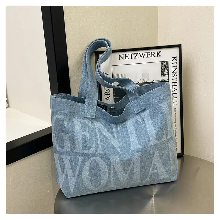 Women's Blue Printed Shoulder Tote Bag Spring Summer — feature 29