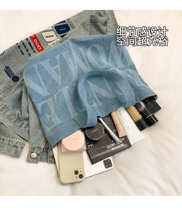 Women's Blue Printed Shoulder Tote Bag Spring Summer — feature 6
