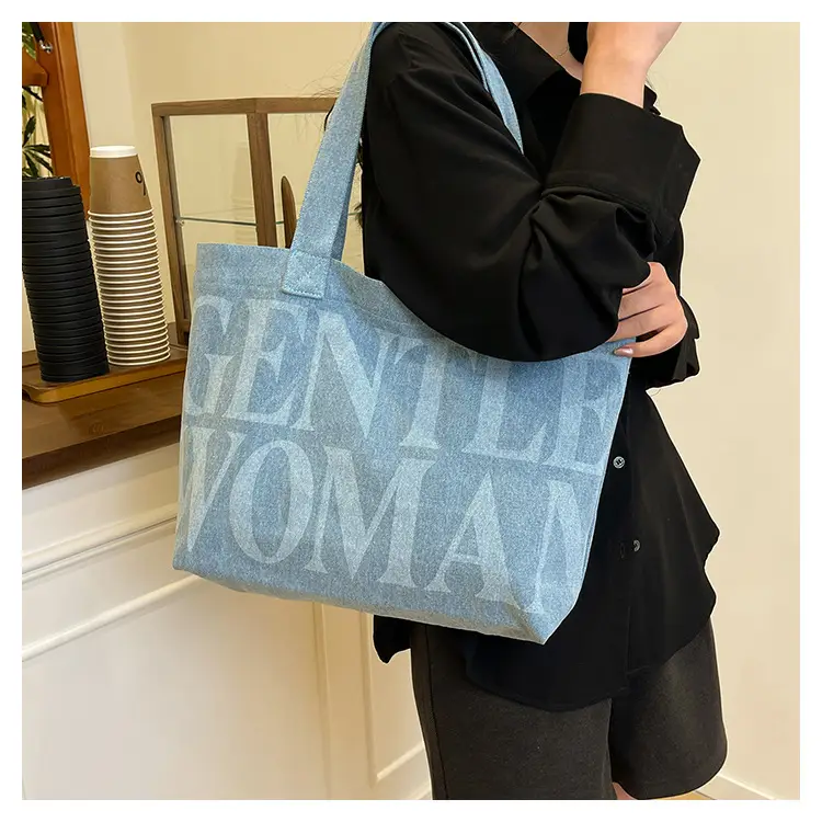 Women's Blue Printed Shoulder Tote Bag Spring Summer — feature 9
