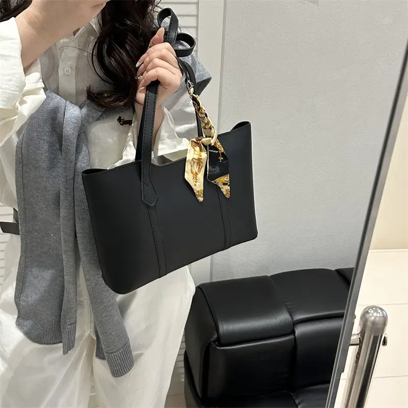 Brown Leather Shoulder Bag with Silk Tassel for Women